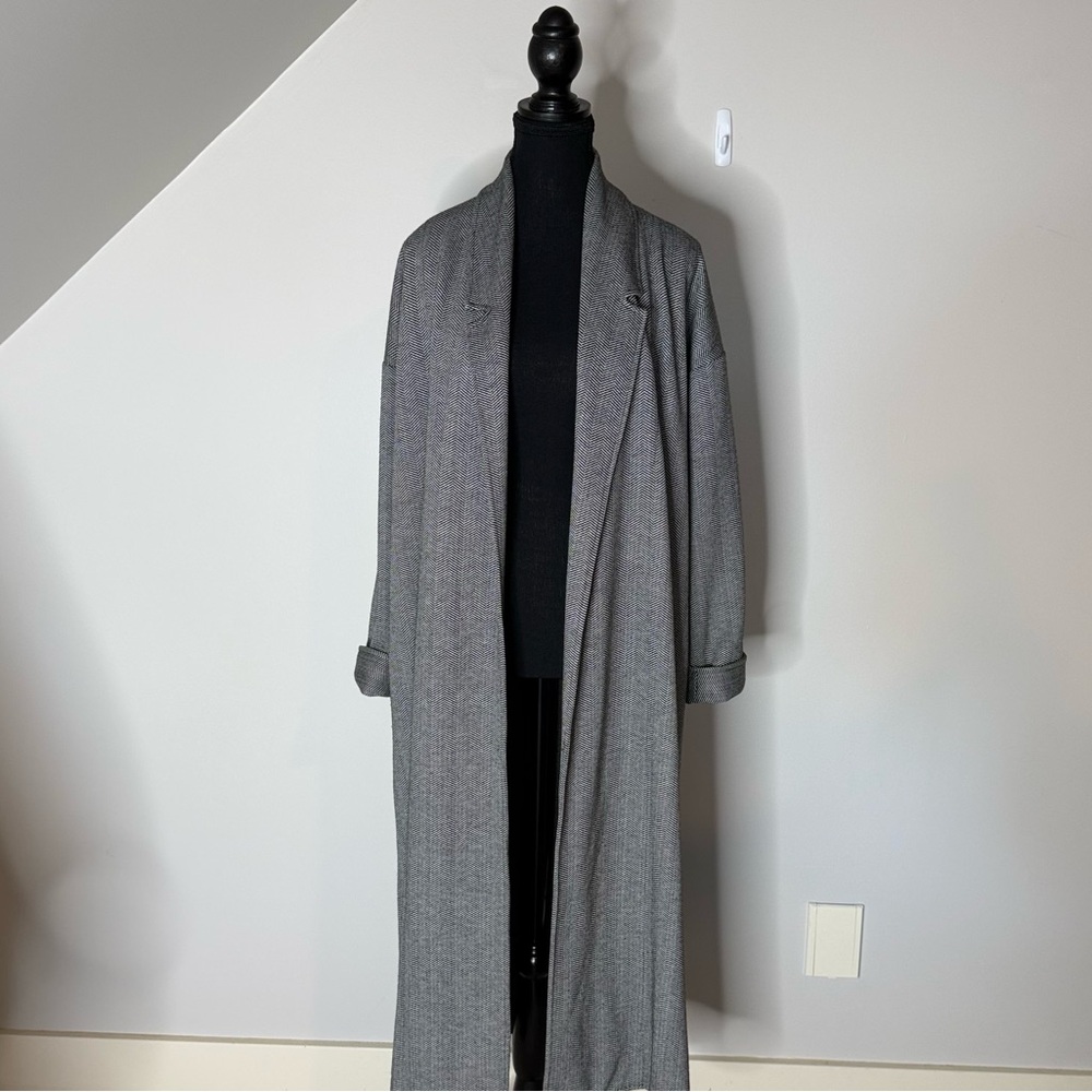 Herringbone Chevron Pattern Sweater Coat Duster Oversized Coatigan Size Large XL - Picture 4 of 12